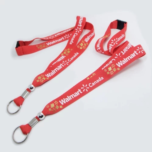 Gold sand printed logo key ring neck lanyards for business name card hodler straps