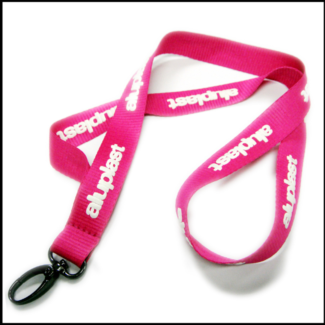 Pink wafery ribbon fashion design foam printing logo custom strap lanyard 