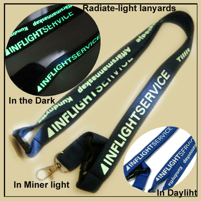Promotional dark radiate light logo id card holder custom made lanyard 
