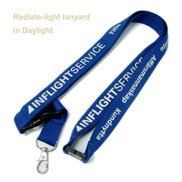 Promotional dark radiate light logo id card holder custom made lanyard 