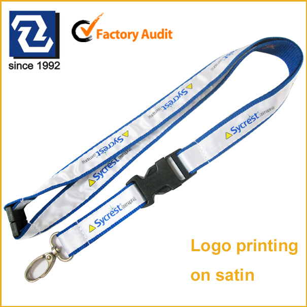 Plastic pouch necklace imprinted logo satin custom neck straps 