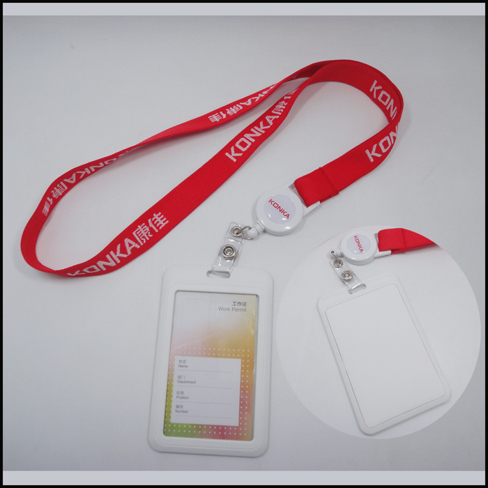 Tether certificate card set sling business employee work card holder retractable Polyester neck lanyard