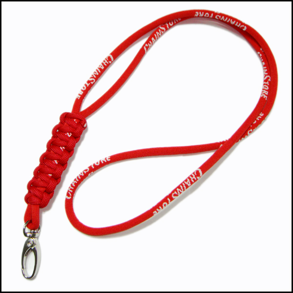New style handing round paracords woven logo keychain strap