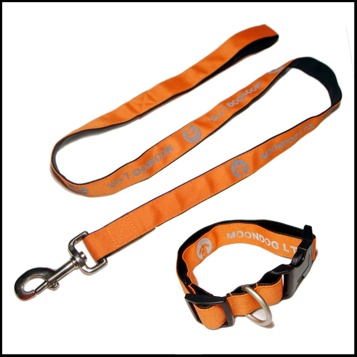 Reflective silk-screen logo jean and leather pet belt walking dog leashes belt and collar