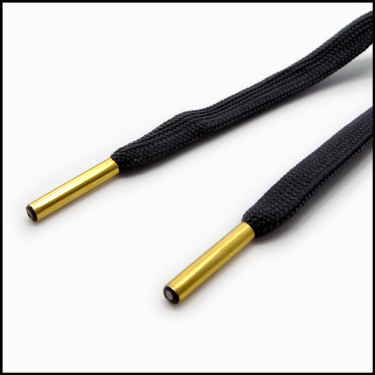 Metal gold ending tips fribac polyester printed custom logo shoelaces