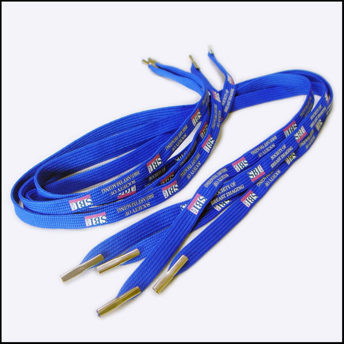 Metal ending tips polyester tubular necklace printed  shoelaces 