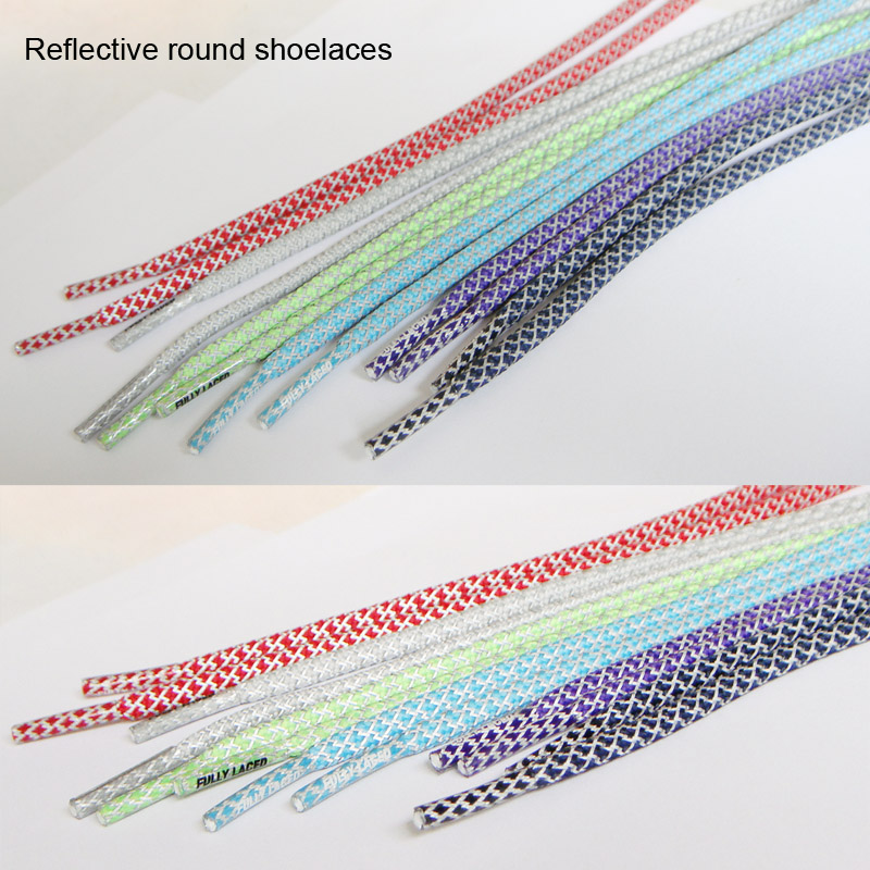 Reflective luminous PVC tip shoelaces colorful glowing shoes string