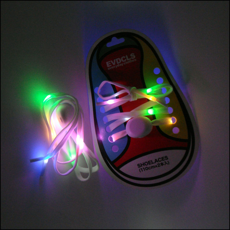 LED glowing recycled flashing nylon shoe laces led waterproof shoelaces 