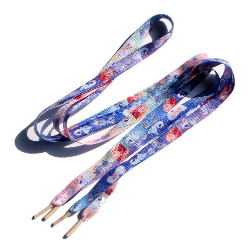 Animation sublimation printing blue polyester shoe laces