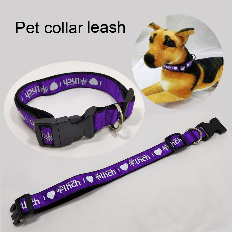 Purple rubber dog shock training collar polyester customized pet collar set manufacturers