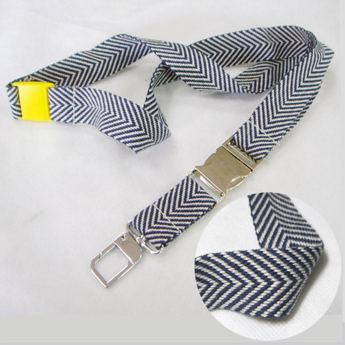 cotton woven fabric strap metal buckle staff card neck lanyards