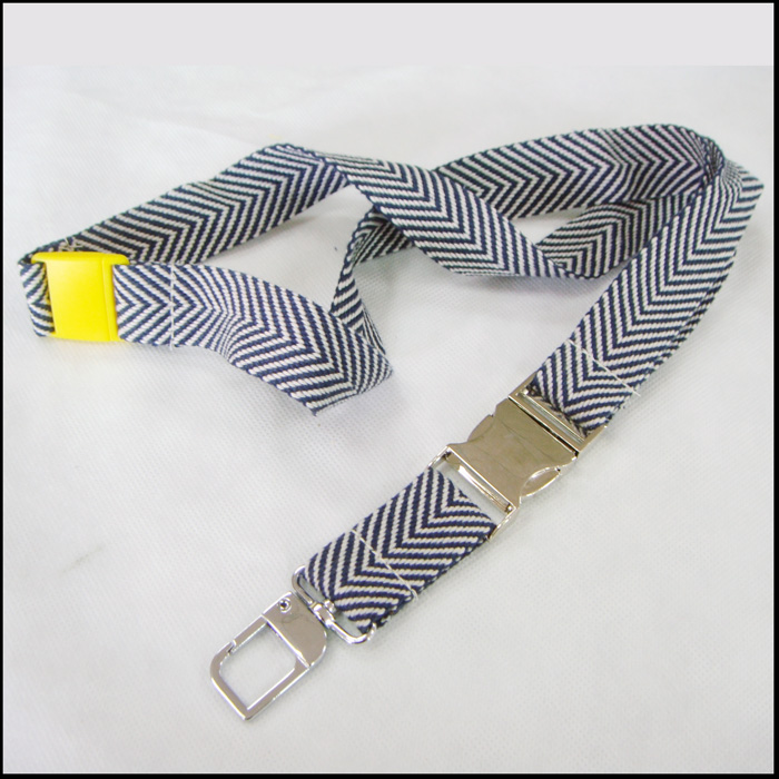 cotton woven fabric strap metal buckle staff card neck lanyards
