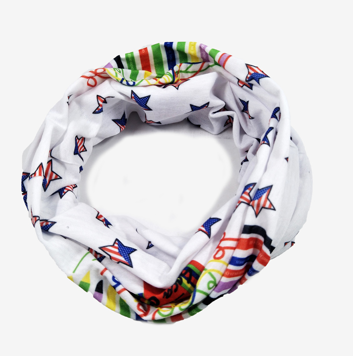 White mulit-colors face cover adult neck bandana scarf 