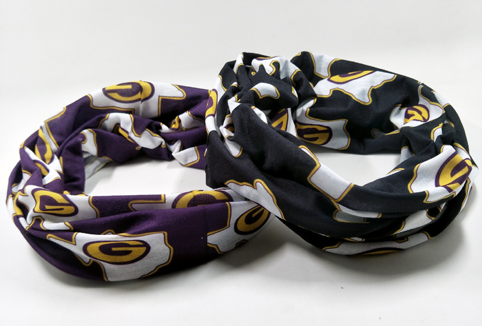 Black print logo suppliers scrunchie bandana 