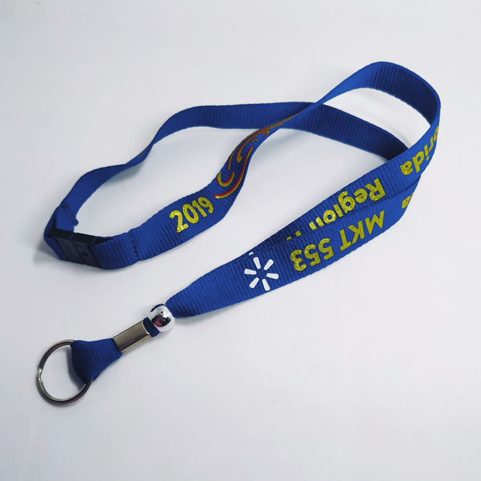 Gold dust light beaded blue red polyester lanyards