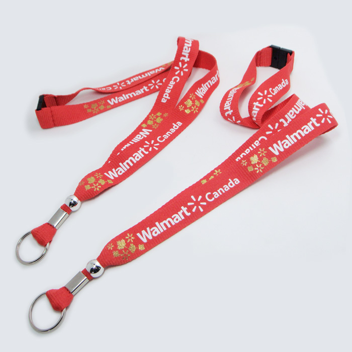 Gold dust light beaded blue red polyester lanyards