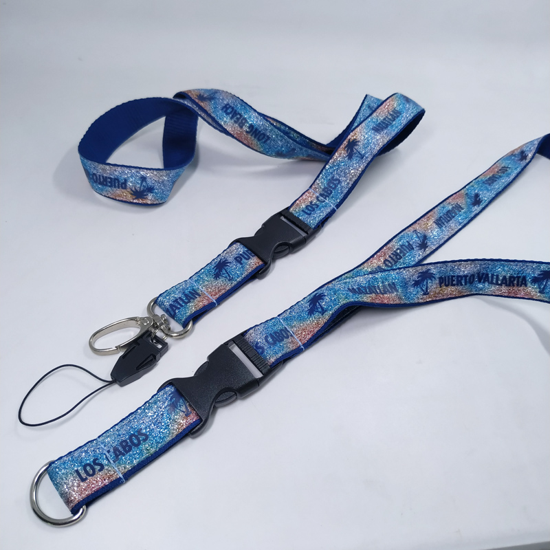 Rainbow blingy butterfly polyester and silver wire neck lanyard 