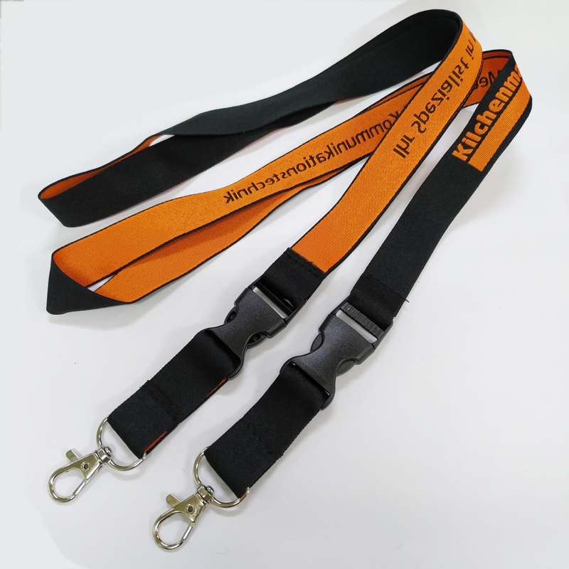 orange and black woven polyester lanyard for name card holder accessorioe