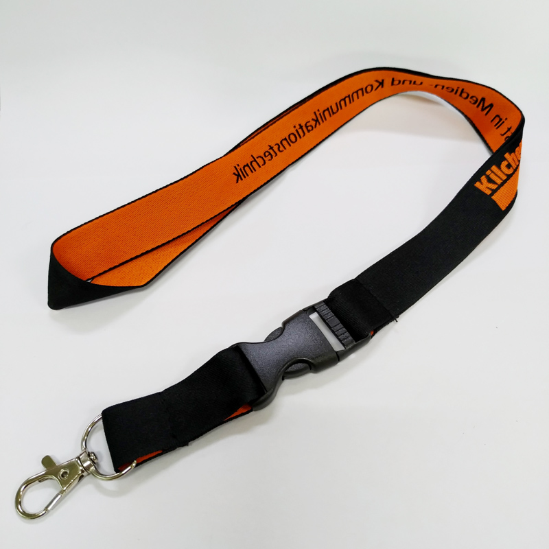 orange and black woven polyester lanyard for name card holder accessorioe
