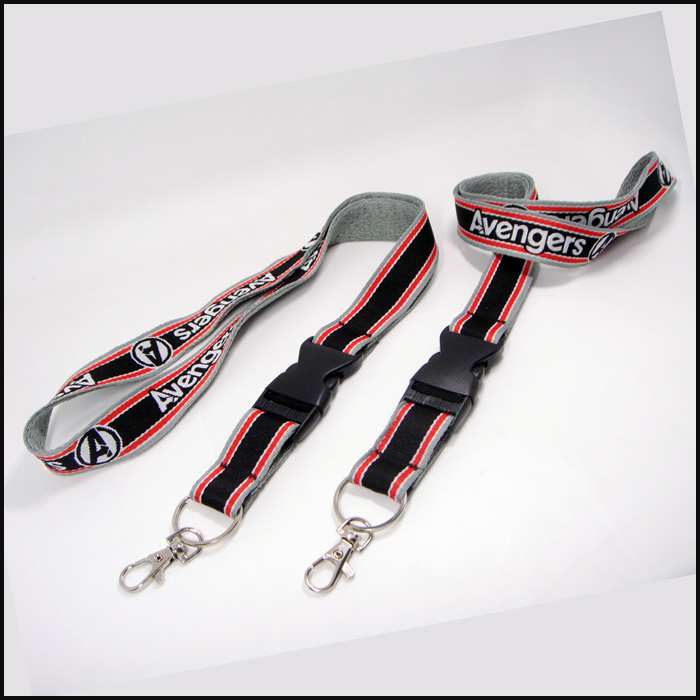 Fabric polyester woven one side logo wind plastic buckle lanyards
