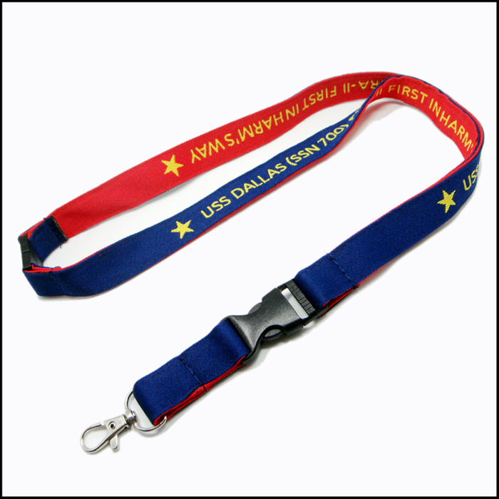 Two sides different colors polyester woven reversible lanyards
