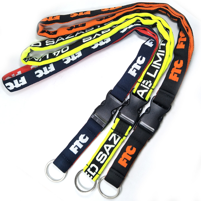 Colors thick soft polyester woven two sides logo neck lanyard