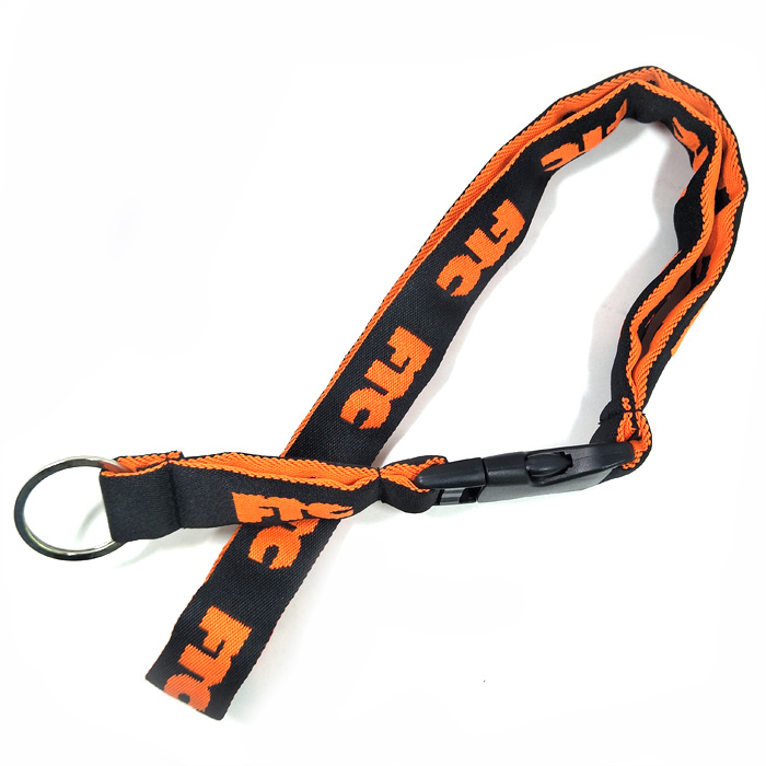 Colors thick soft polyester woven two sides logo neck lanyard