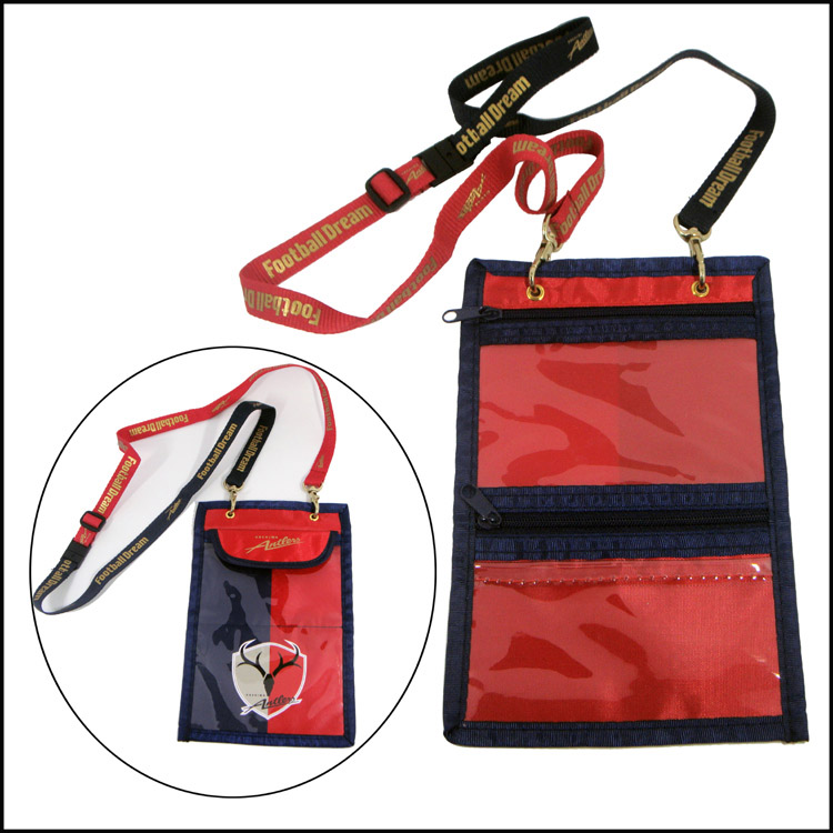 Nylon card badge holder with Double clip lanyards 