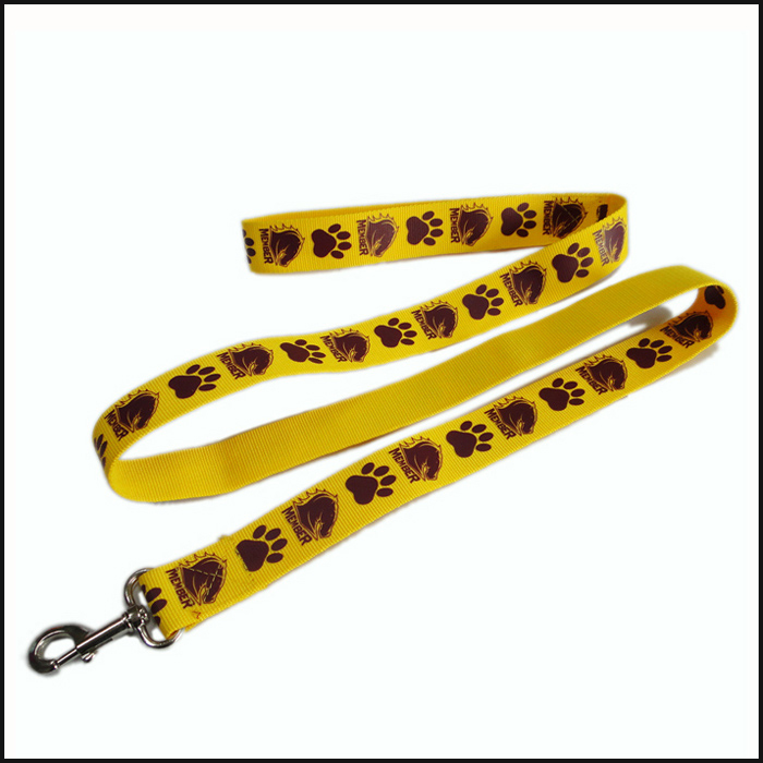 Yellow polyester personalized pet walking dog leash 