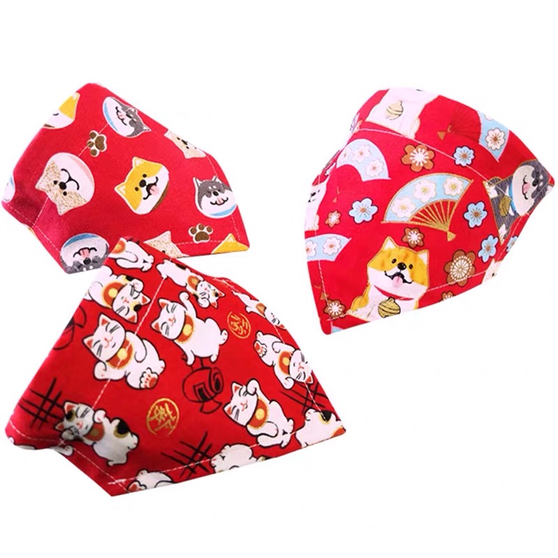 Feliz navidad stretch dog handkerchief red silk designer durags bandana