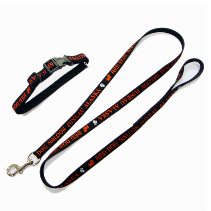 Hands free designer 10mm width puppy and cat leash set thick webbing side release buckles for dog collar