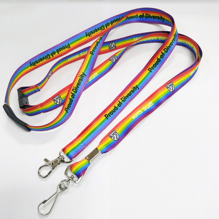 Multi colorful rinbow beads rope webbing breakaway lanyard keychain team color official rainbow lanyards