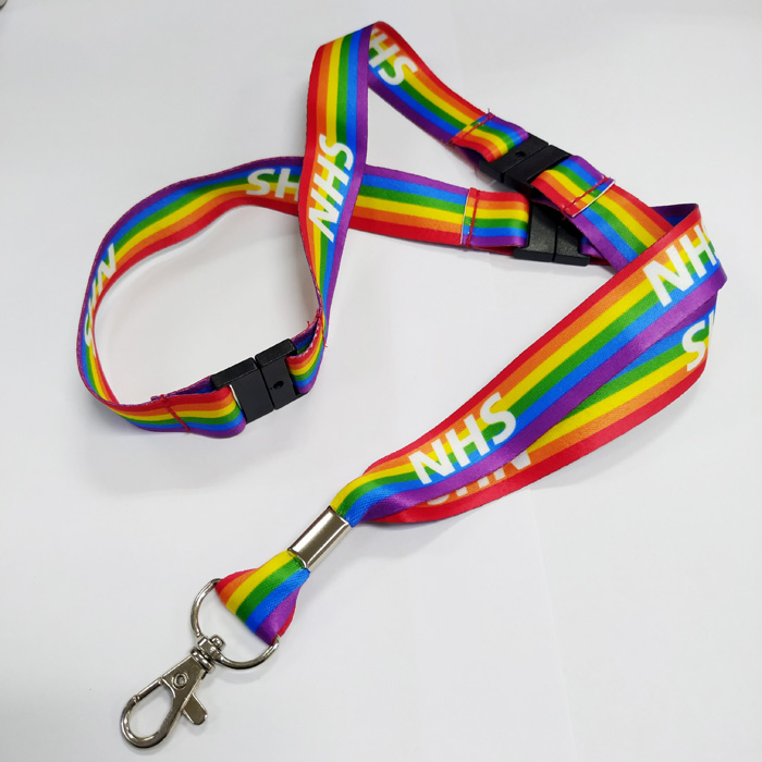Multi colorful rinbow beads rope webbing breakaway lanyard keychain team color official rainbow lanyards