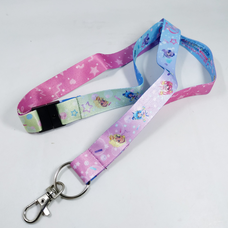 Custom polyester webbing rope colorful sewing keychain metal hook for lanyards
