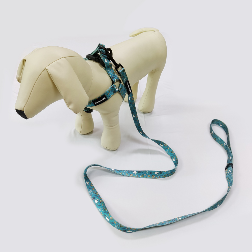 Custom sublimation pet adjustable supplies dog harness and leash set