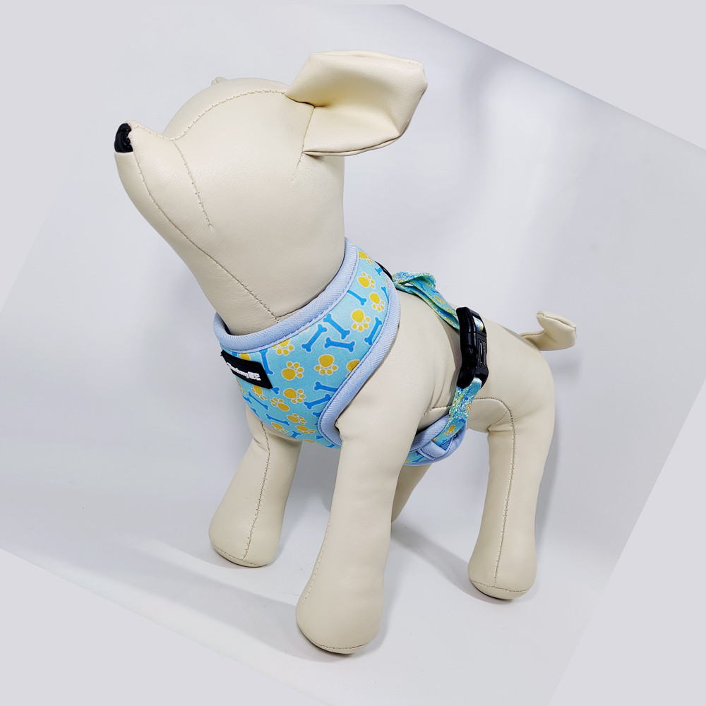 Custom designer logo neoprene safery adjustable reflective dog harness leash belt set