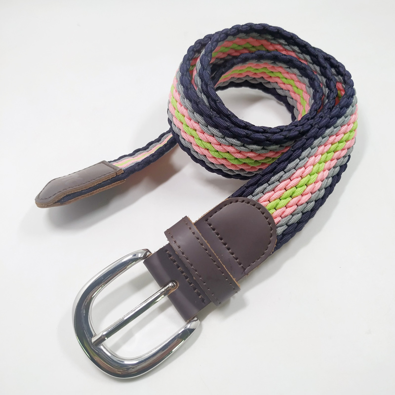 Designer knitted mens braided metal wide elastic waist strap ladies belts