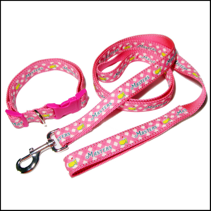 Reflective strong safety label nylon strap satin custom logo pet collar dog leash