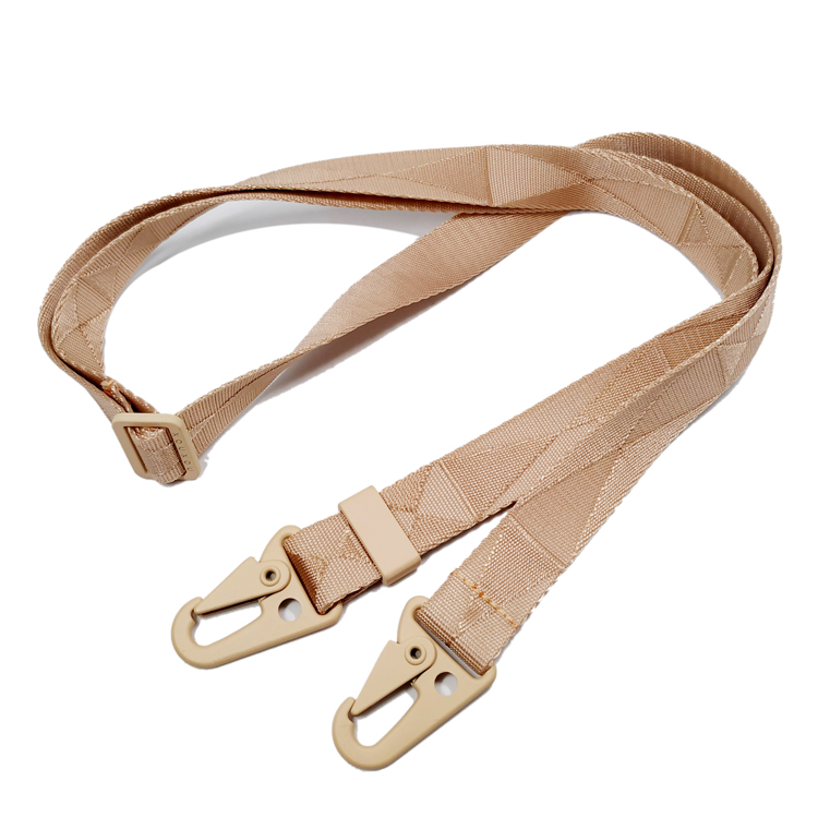 woven nylon webbing lanyards strap with two thick clip for blank bags belt