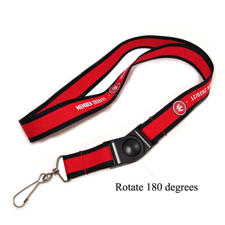 Swivel Buckle and Swivel Snap Hook Polyester Horizontally Combined Colors Imprinting Business Logo Neck Lanyards