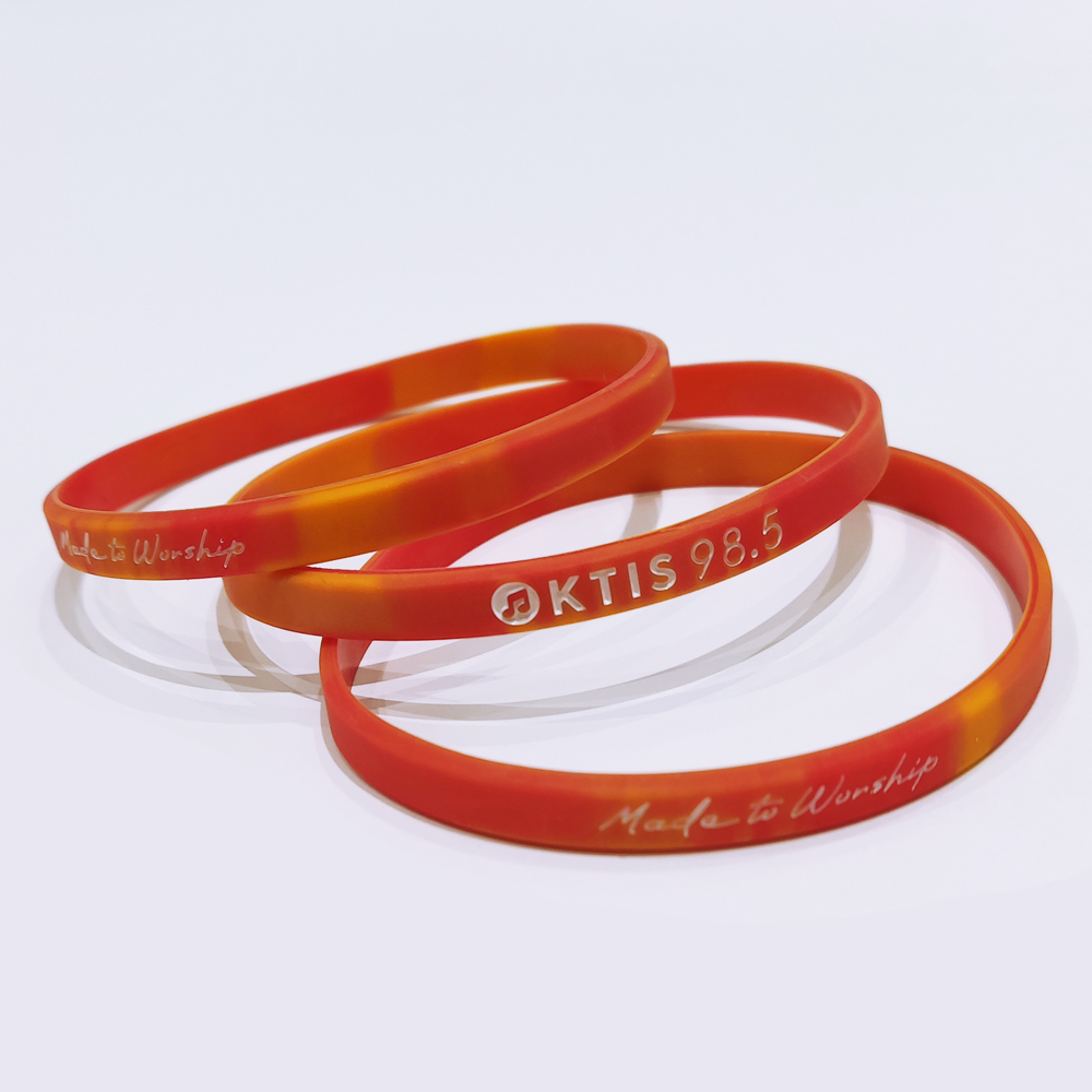  Custom Rainbrown Orange Color Silicone Wristbands with concave logo