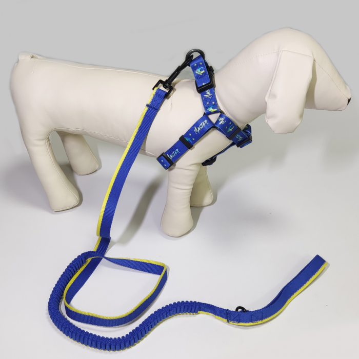 Reflective polyester elastic pet dog leash sublimation logo freely adjust straps style dog harness for pet running walking