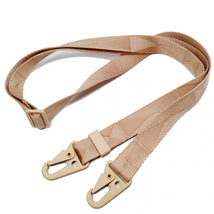 woven nylon webbing lanyards strap with two thick clip for blank bags belt