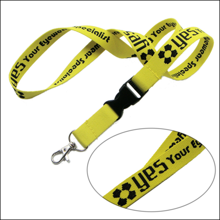 Strong polyester two sides woven logo custom made lanyard