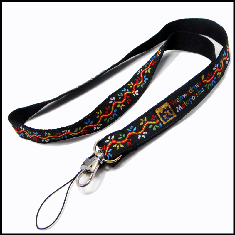 Phone holder string custom woven ethnic style logo satin necklace lanyards