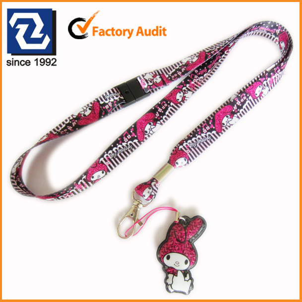 Sublimation polyester custom strap keychains with mobile phone cleaner