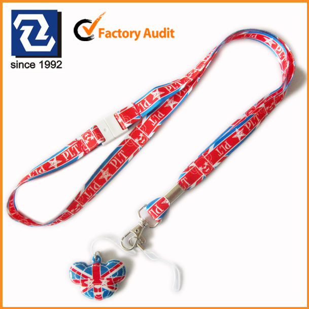 Sublimation polyester custom strap keychains with mobile phone cleaner