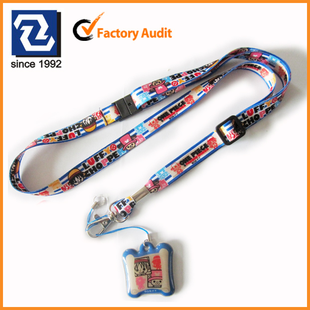 Cartoon sublimation logo polyester neck lanyard with mobile phone cleaner