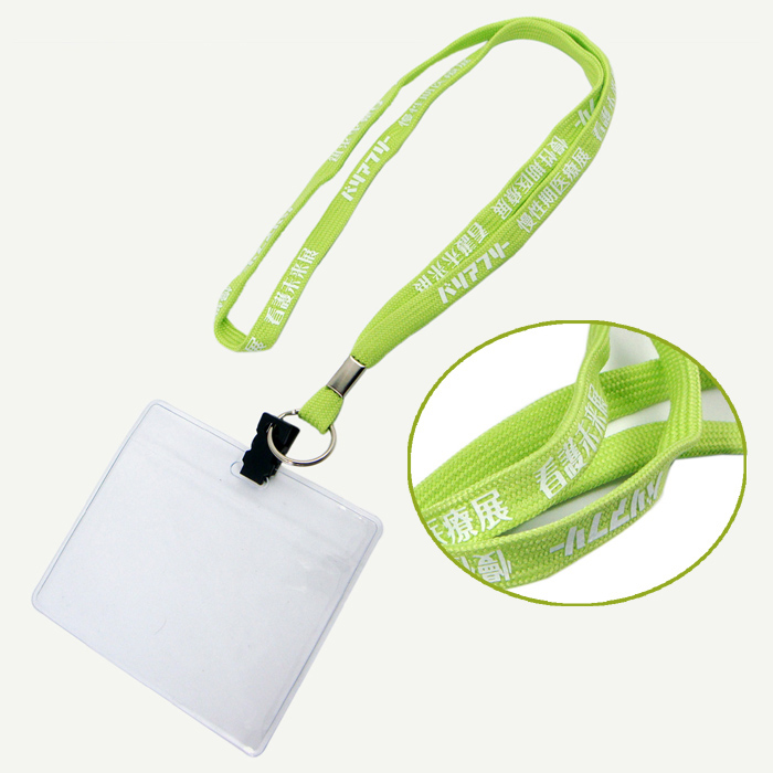 Green color polyester tubular neck lanyard with PVC card holder 