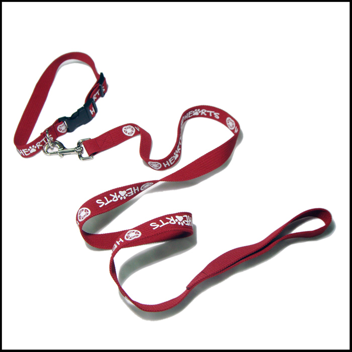 Thick fabric polyester printing custom logo pet leashes and collar